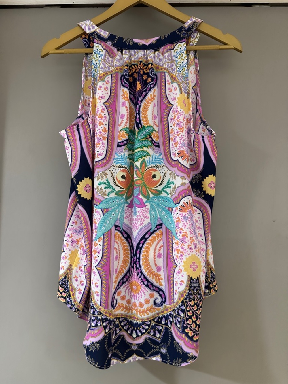 Rose & Olive Paisley Tank Top Pink Multi Sleeveless Boho Blouse - Picture 6 of 8